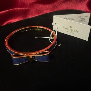 Kate Spade hinged leather bow bangle bracelet